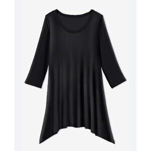 Woman Within Black 3/4 Sleeves The High-Low Hem Tunic Top 18/20